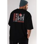 ankhises Brooklyn Arka Baskılı Siyah Oversize T-Shirt Erkek Kadın Bisiklet Yaka