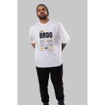 ankhises Brooklyn City Yazılı Ön Baskılı Beyaz Oversize T-Shirt Erkek Kadın Bisiklet Yaka - XL
