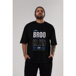 ankhises Brooklyn City Yazılı Ön Baskılı Siyah Oversize T-Shirt Erkek Kadın Bisiklet Yaka - M