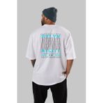 ankhises Brooklyn New York City Arka Baskılı Beyaz Oversize T-Shirt Erkek Kadın Bisiklet Yaka - M