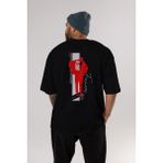 ankhises Brooklyn Style Arka Baskılı Siyah Oversize T-Shirt Erkek Kadın Bisiklet Yaka - XL