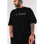 ankhises Colorado Yazılı Ön Baskılı Siyah Oversize T-Shirt Erkek Kadın Bisiklet Yaka - XL
