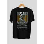 Ankhises Des Air Arka Baskılı Siyah Oversize T-Shirt Erkek Kadın Pamuk Bisiklet Yaka Tişort - XL