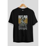 Ankhises Des Air Ön Baskılı Siyah Oversize T-Shirt Erkek Kadın Pamuk Bisiklet Yaka Tişort