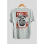 Ankhises Eternal Arka Baskılı Beyaz Oversize T-Shirt Erkek Kadın Pamuk Bisiklet Yaka Tişort