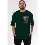 Ankhises Guts Berserk Ön Sol Baskılı Oversize T-Shirt Erkek Kadın Unisex Pamuk Bisiklet Yaka Tişort - Zümrüt Yeşili - XL
