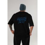 Ankhises Gym , Spor , Fitness Serisi 100 Arka Baskılı Oversize T-Shirt Erkek Kadın Pamuk Bisiklet Yaka Tişort - Siyah