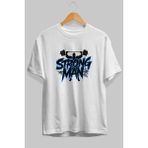 Ankhises Gym , Spor , Fitness Serisi 100 Ön Baskılı Oversize T-Shirt Erkek Kadın Pamuk Bisiklet Yaka Tişort - Beyaz