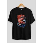 Ankhises Gym , Spor , Fitness Serisi 13 Ön Baskılı Oversize T-Shirt Erkek Kadın Pamuk Bisiklet Yaka Tişort - Siyah