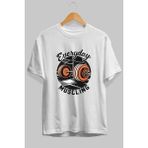 Ankhises Gym , Spor , Fitness Serisi 18 Ön Baskılı Oversize T-Shirt Erkek Kadın Pamuk Bisiklet Yaka Tişort - Beyaz - XL