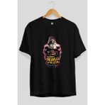 Ankhises Gym , Spor , Fitness Serisi 19 Ön Baskılı Oversize T-Shirt Erkek Kadın Pamuk Bisiklet Yaka Tişort - Siyah