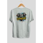 Ankhises Gym , Spor , Fitness Serisi 21 Arka Baskılı Oversize T-Shirt Erkek Kadın Pamuk Bisiklet Yaka Tişort - Beyaz - XL