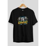 Ankhises Gym , Spor , Fitness Serisi 21 Ön Baskılı Oversize T-Shirt Erkek Kadın Pamuk Bisiklet Yaka Tişort - Siyah