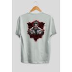 Ankhises Gym , Spor , Fitness Serisi 24 Arka Baskılı Oversize T-Shirt Erkek Kadın Pamuk Bisiklet Yaka Tişort - Beyaz - XL