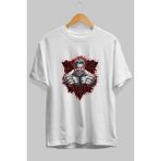 Ankhises Gym , Spor , Fitness Serisi 24 Ön Baskılı Oversize T-Shirt Erkek Kadın Pamuk Bisiklet Yaka Tişort - Beyaz - XL