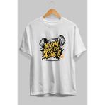 Ankhises Gym , Spor , Fitness Serisi 25 Ön Baskılı Oversize T-Shirt Erkek Kadın Pamuk Bisiklet Yaka Tişort - Beyaz - XL