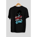 Ankhises Gym , Spor , Fitness Serisi 26 Arka Baskılı Oversize T-Shirt Erkek Kadın Pamuk Bisiklet Yaka Tişort - Siyah