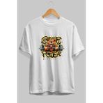 Ankhises Gym , Spor , Fitness Serisi 28 Ön Baskılı Oversize T-Shirt Erkek Kadın Pamuk Bisiklet Yaka Tişort - Beyaz