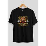 Ankhises Gym , Spor , Fitness Serisi 28 Ön Baskılı Oversize T-Shirt Erkek Kadın Pamuk Bisiklet Yaka Tişort - Siyah