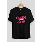 Ankhises Gym , Spor , Fitness Serisi 30 Ön Baskılı Oversize T-Shirt Erkek Kadın Pamuk Bisiklet Yaka Tişort - Siyah - XL