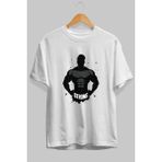 Ankhises Gym , Spor , Fitness Serisi 31 Ön Baskılı Oversize T-Shirt Erkek Kadın Pamuk Bisiklet Yaka Tişort - Beyaz - XL