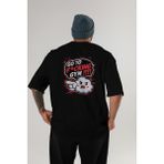 Ankhises Gym , Spor , Fitness Serisi 33 Arka Baskılı Oversize T-Shirt Erkek Kadın Pamuk Bisiklet Yaka Tişort - Siyah - XL