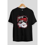 Ankhises Gym , Spor , Fitness Serisi 33 Ön Baskılı Oversize T-Shirt Erkek Kadın Pamuk Bisiklet Yaka Tişort - Siyah