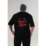 Ankhises Gym , Spor , Fitness Serisi 36 Arka Baskılı Oversize T-Shirt Erkek Kadın Pamuk Bisiklet Yaka Tişort - Siyah - XL
