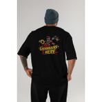 Ankhises Gym , Spor , Fitness Serisi 38 Arka Baskılı Oversize T-Shirt Erkek Kadın Pamuk Bisiklet Yaka Tişort - Siyah - XL