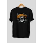 Ankhises Gym , Spor , Fitness Serisi 45 Arka Baskılı Oversize T-Shirt Erkek Kadın Pamuk Bisiklet Yaka Tişort - Siyah