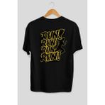 Ankhises Gym , Spor , Fitness Serisi 46 Arka Baskılı Oversize T-Shirt Erkek Kadın Pamuk Bisiklet Yaka Tişort - Siyah - XL