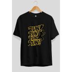 Ankhises Gym , Spor , Fitness Serisi 46 Ön Baskılı Oversize T-Shirt Erkek Kadın Pamuk Bisiklet Yaka Tişort - Siyah - XL