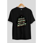 Ankhises Gym , Spor , Fitness Serisi 49 Ön Baskılı Oversize T-Shirt Erkek Kadın Pamuk Bisiklet Yaka Tişort - Siyah