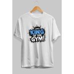 Ankhises Gym , Spor , Fitness Serisi 51 Ön Baskılı Oversize T-Shirt Erkek Kadın Pamuk Bisiklet Yaka Tişort - Beyaz - XL