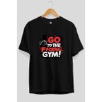 Ankhises Gym , Spor , Fitness Serisi 56 Ön Baskılı Oversize T-Shirt Erkek Kadın Pamuk Bisiklet Yaka Tişort - Siyah