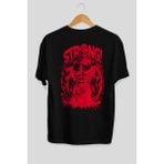Ankhises Gym , Spor , Fitness Serisi 64 Arka Baskılı Oversize T-Shirt Erkek Kadın Pamuk Bisiklet Yaka Tişort - Siyah - XL