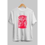 Ankhises Gym , Spor , Fitness Serisi 64 Ön Baskılı Oversize T-Shirt Erkek Kadın Pamuk Bisiklet Yaka Tişort - Beyaz - XL