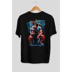 Ankhises Gym , Spor , Fitness Serisi 65 Arka Baskılı Oversize T-Shirt Erkek Kadın Pamuk Bisiklet Yaka Tişort - Siyah