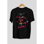 Ankhises Gym , Spor , Fitness Serisi 66 Arka Baskılı Oversize T-Shirt Erkek Kadın Pamuk Bisiklet Yaka Tişort - Siyah - XL