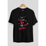 Ankhises Gym , Spor , Fitness Serisi 66 Ön Baskılı Oversize T-Shirt Erkek Kadın Pamuk Bisiklet Yaka Tişort - Siyah - XL