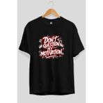Ankhises Gym , Spor , Fitness Serisi 68 Ön Baskılı Oversize T-Shirt Erkek Kadın Pamuk Bisiklet Yaka Tişort - Siyah