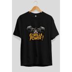 Ankhises Gym , Spor , Fitness Serisi 72 Ön Baskılı Oversize T-Shirt Erkek Kadın Pamuk Bisiklet Yaka Tişort - Siyah