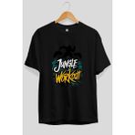 Ankhises Gym , Spor , Fitness Serisi 73 Ön Baskılı Oversize T-Shirt Erkek Kadın Pamuk Bisiklet Yaka Tişort - Siyah - XL