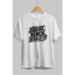 Ankhises Gym , Spor , Fitness Serisi 75 Ön Baskılı Oversize T-Shirt Erkek Kadın Pamuk Bisiklet Yaka Tişort - Beyaz - XL
