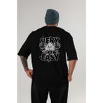 Ankhises Gym , Spor , Fitness Serisi 78 Arka Baskılı Oversize T-Shirt Erkek Kadın Pamuk Bisiklet Yaka Tişort - Siyah - XL