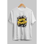 Ankhises Gym , Spor , Fitness Serisi 8 Ön Baskılı Oversize T-Shirt Erkek Kadın Pamuk Bisiklet Yaka Tişort - Beyaz