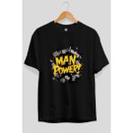 Ankhises Gym , Spor , Fitness Serisi 8 Ön Baskılı Oversize T-Shirt Erkek Kadın Pamuk Bisiklet Yaka Tişort - Siyah - XL