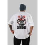 Ankhises Gym , Spor , Fitness Serisi 80 Arka Baskılı Oversize T-Shirt Erkek Kadın Pamuk Bisiklet Yaka Tişort - Beyaz - XL