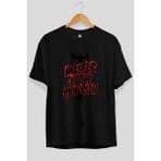 Ankhises Gym , Spor , Fitness Serisi 82 Ön Baskılı Oversize T-Shirt Erkek Kadın Pamuk Bisiklet Yaka Tişort - Siyah - XL