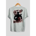 Ankhises Gym , Spor , Fitness Serisi 84 Arka Baskılı Oversize T-Shirt Erkek Kadın Pamuk Bisiklet Yaka Tişort - Beyaz - XL